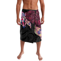 Hawaiian Couple Turtles Honi Lavalava Polynesian Art Motifs and Hibiscus Black Red Color - Polynesian Pride