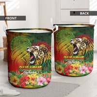 Hawaiian Reggae Laundry Basket Jawaiian One Love-Tribal Tatoos and Rastafari Lion - Polynesian Pride
