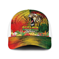 Hawaiian Reggae Baseball Net Cap Jawaiian One Love-Tribal Tatoos and Rastafari Lion LT03 One Size White Multicolor - Polynesian Pride