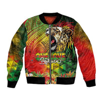 Hawaiian Reggae Bomber Jacket Jawaiian One Love-Tribal Tatoos and Rastafari Lion LT03 Unisex Multicolor - Polynesian Pride