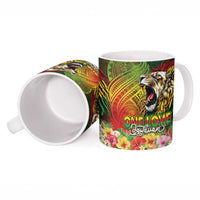 Hawaiian Reggae Ceramic Mug Jawaiian One Love-Tribal Tatoos and Rastafari Lion - Polynesian Pride