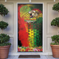 Hawaiian Reggae Door Cover Jawaiian One Love-Tribal Tatoos and Rastafari Lion - Polynesian Pride