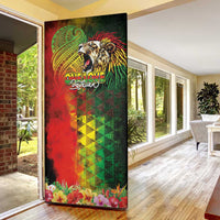 Hawaiian Reggae Door Cover Jawaiian One Love-Tribal Tatoos and Rastafari Lion - Polynesian Pride