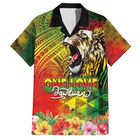 Hawaiian Reggae Family Matching Long Sleeve Bodycon Dress and Hawaiian Shirt Jawaiian One Love-Tribal Tatoos and Rastafari Lion LT03 Dad's Shirt - Short Sleeve Multicolor - Polynesian Pride