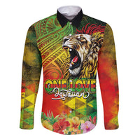 Hawaiian Reggae Family Matching Mermaid Dress and Hawaiian Shirt Jawaiian One Love-Tribal Tatoos and Rastafari Lion LT03 Dad's Shirt - Long Sleeve Multicolor - Polynesian Pride