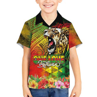 Hawaiian Reggae Family Matching Off The Shoulder Long Sleeve Dress and Hawaiian Shirt Jawaiian One Love-Tribal Tatoos and Rastafari Lion LT03 Son's Shirt Multicolor - Polynesian Pride