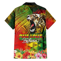 Hawaiian Reggae Family Matching Short Sleeve Bodycon Dress and Hawaiian Shirt Jawaiian One Love-Tribal Tatoos and Rastafari Lion - Polynesian Pride