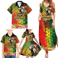 Hawaiian Reggae Family Matching Summer Maxi Dress and Hawaiian Shirt Jawaiian One Love-Tribal Tatoos and Rastafari Lion LT03 - Polynesian Pride