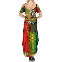 Hawaiian Reggae Family Matching Summer Maxi Dress and Hawaiian Shirt Jawaiian One Love-Tribal Tatoos and Rastafari Lion - Polynesian Pride
