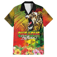 Hawaiian Reggae Family Matching Tank Maxi Dress and Hawaiian Shirt Jawaiian One Love-Tribal Tatoos and Rastafari Lion LT03 Dad's Shirt - Short Sleeve Multicolor - Polynesian Pride