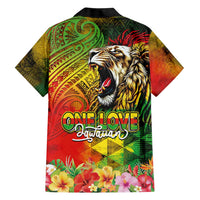 Hawaiian Reggae Hawaiian Shirt Jawaiian One Love-Tribal Tatoos and Rastafari Lion - Polynesian Pride