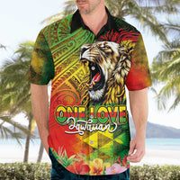 Hawaiian Reggae Hawaiian Shirt Jawaiian One Love-Tribal Tatoos and Rastafari Lion - Polynesian Pride