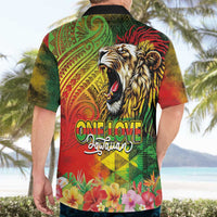 Hawaiian Reggae Hawaiian Shirt Jawaiian One Love-Tribal Tatoos and Rastafari Lion - Polynesian Pride