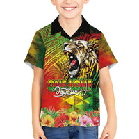 Hawaiian Reggae Hawaiian Shirt Jawaiian One Love-Tribal Tatoos and Rastafari Lion - Polynesian Pride