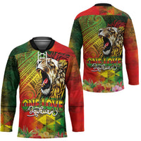 Hawaiian Reggae Hockey Jersey Jawaiian One Love-Tribal Tatoos and Rastafari Lion - Polynesian Pride