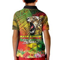 Hawaiian Reggae Kid Polo Shirt Jawaiian One Love-Tribal Tatoos and Rastafari Lion - Polynesian Pride