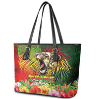 Hawaiian Reggae Leather Tote Bag Jawaiian One Love-Tribal Tatoos and Rastafari Lion - Polynesian Pride