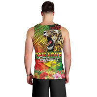 Hawaiian Reggae Men Tank Top Jawaiian One Love-Tribal Tatoos and Rastafari Lion - Polynesian Pride