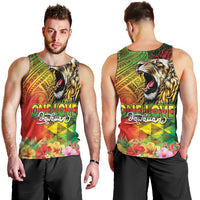 Hawaiian Reggae Men Tank Top Jawaiian One Love-Tribal Tatoos and Rastafari Lion - Polynesian Pride