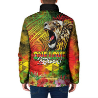 Hawaiian Reggae Padded Jacket Jawaiian One Love-Tribal Tatoos and Rastafari Lion - Polynesian Pride