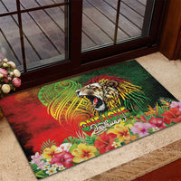 Hawaiian Reggae Rubber Doormat Jawaiian One Love-Tribal Tatoos and Rastafari Lion - Polynesian Pride