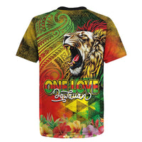 Hawaiian Reggae Rugby Jersey Jawaiian One Love-Tribal Tatoos and Rastafari Lion LT03 - Polynesian Pride