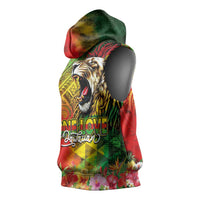 Hawaiian Reggae Sleeveless Hoodie Jawaiian One Love-Tribal Tatoos and Rastafari Lion - Polynesian Pride