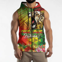 Hawaiian Reggae Sleeveless Zip Hoodie Jawaiian One Love-Tribal Tatoos and Rastafari Lion - Polynesian Pride