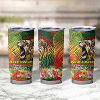 Hawaiian Reggae Tumbler Cup Jawaiian One Love-Tribal Tatoos and Rastafari Lion - Polynesian Pride