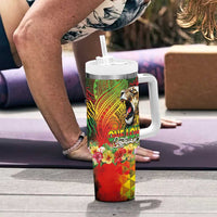 Hawaiian Reggae Tumbler With Handle Jawaiian One Love-Tribal Tatoos and Rastafari Lion - Polynesian Pride