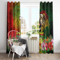 Hawaiian Reggae Window Curtain Jawaiian One Love-Tribal Tatoos and Rastafari Lion - Polynesian Pride