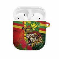 Hawaiian Reggae AirPods Case Kakau Art Motifs with Ohia Lehua and Rastafari Lion - Polynesian Pride