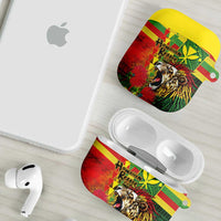 Hawaiian Reggae AirPods Case Kakau Art Motifs with Ohia Lehua and Rastafari Lion LT03 - Polynesian Pride