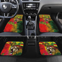 Hawaiian Reggae Car Mats Kakau Art Motifs with Ohia Lehua and Rastafari Lion - Polynesian Pride