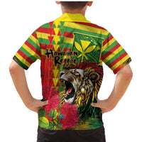 Hawaiian Reggae Family Matching Mermaid Dress and Hawaiian Shirt Kakau Art Motifs with Ohia Lehua and Rastafari Lion LT03 - Polynesian Pride