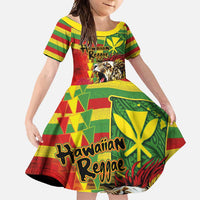 Hawaiian Reggae Family Matching Mermaid Dress and Hawaiian Shirt Kakau Art Motifs with Ohia Lehua and Rastafari Lion LT03 Daughter's Dress Multicolor - Polynesian Pride