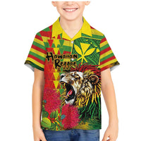 Hawaiian Reggae Family Matching Mermaid Dress and Hawaiian Shirt Kakau Art Motifs with Ohia Lehua and Rastafari Lion LT03 Son's Shirt Multicolor - Polynesian Pride