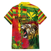 Hawaiian Reggae Family Matching Off The Shoulder Long Sleeve Dress and Hawaiian Shirt Kakau Art Motifs with Ohia Lehua and Rastafari Lion - Polynesian Pride