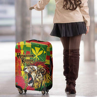 Hawaiian Reggae Luggage Cover Kakau Art Motifs with Ohia Lehua and Rastafari Lion - Polynesian Pride