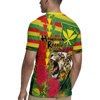 Hawaiian Reggae Rugby Jersey Kakau Art Motifs with Ohia Lehua and Rastafari Lion LT03 - Polynesian Pride