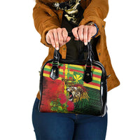 Hawaiian Reggae Shoulder Handbag Kakau Art Motifs with Ohia Lehua and Rastafari Lion - Polynesian Pride