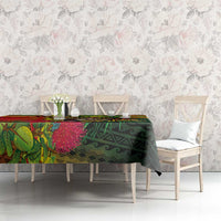 Hawaiian Reggae Tablecloth Kakau Art Motifs with Ohia Lehua and Rastafari Lion - Polynesian Pride