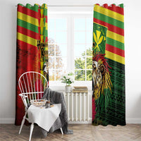 Hawaiian Reggae Window Curtain Kakau Art Motifs with Ohia Lehua and Rastafari Lion - Polynesian Pride