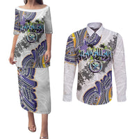 Traditional Art Hawaiian Kakau Tattoos Couples Matching Puletasi and Long Sleeve Button Shirt Graffiti Style - Polynesian Pride