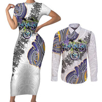 Traditional Art Hawaiian Kakau Tattoos Couples Matching Short Sleeve Bodycon Dress and Long Sleeve Button Shirt Graffiti Style - Polynesian Pride