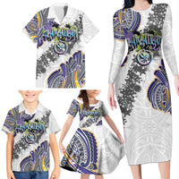 Traditional Art Hawaiian Kakau Tattoos Family Matching Long Sleeve Bodycon Dress and Hawaiian Shirt Graffiti Style - Polynesian Pride