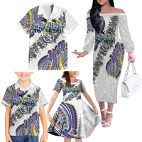 Traditional Art Hawaiian Kakau Tattoos Family Matching Off The Shoulder Long Sleeve Dress and Hawaiian Shirt Graffiti Style - Polynesian Pride