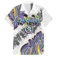 Traditional Art Hawaiian Kakau Tattoos Family Matching Off The Shoulder Long Sleeve Dress and Hawaiian Shirt Graffiti Style LT03 Dad's Shirt - Short Sleeve White - Polynesian Pride