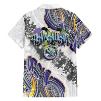 Traditional Art Hawaiian Kakau Tattoos Family Matching Off The Shoulder Long Sleeve Dress and Hawaiian Shirt Graffiti Style - Polynesian Pride