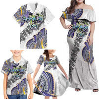 Traditional Art Hawaiian Kakau Tattoos Family Matching Off Shoulder Maxi Dress and Hawaiian Shirt Graffiti Style LT03 - Polynesian Pride